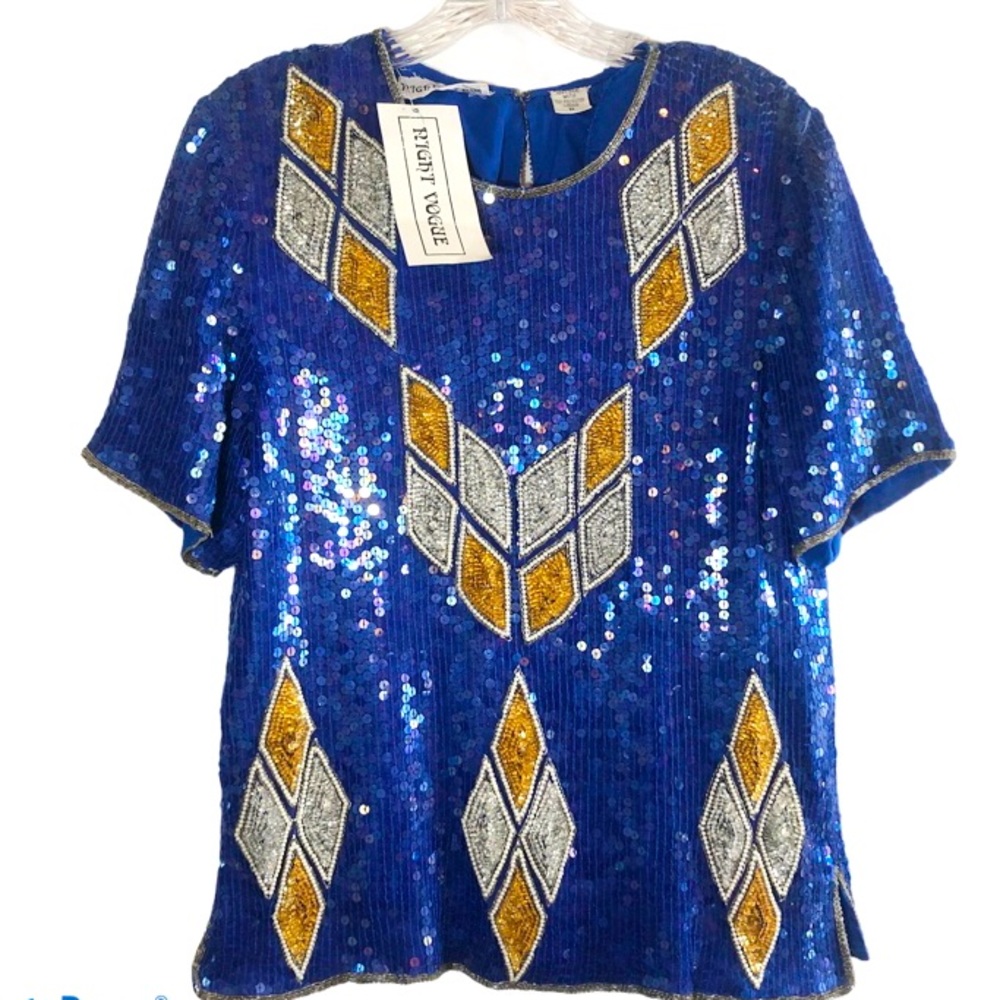 NWT vintage Night Vogue sequined beaded evening dressy top